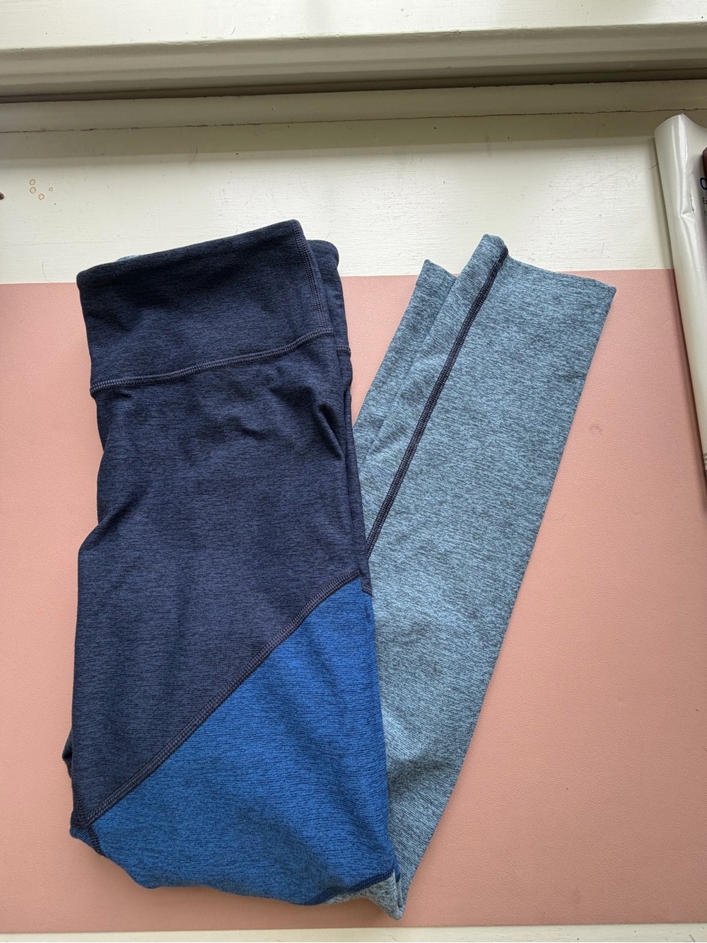 Outdoor Voices Girls' Colorblock Leggings in Navy, Royal & Heather Blue